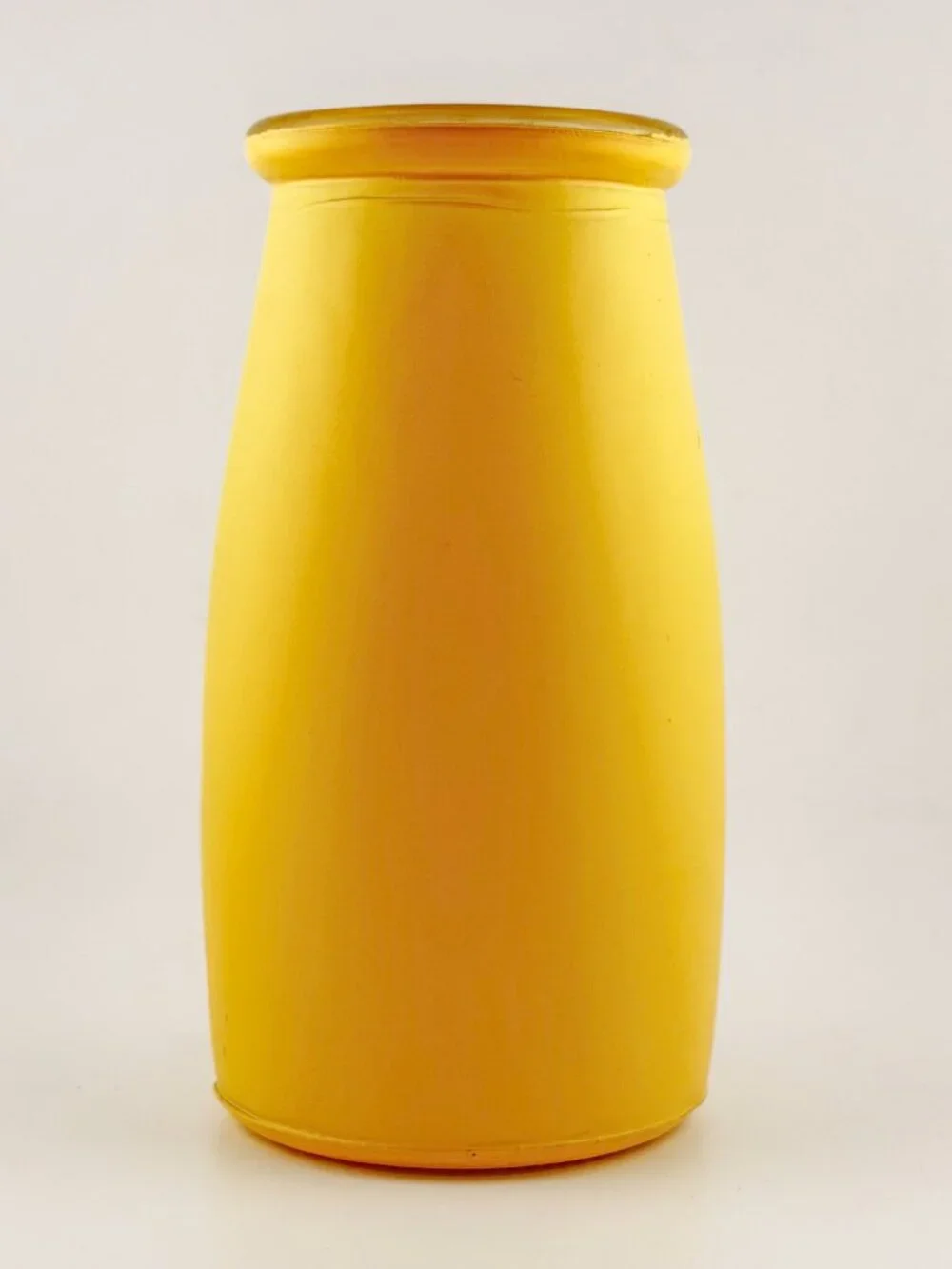 Yellow Glass Smiley Face Vase Milk Bottle Jar Y2K Decor